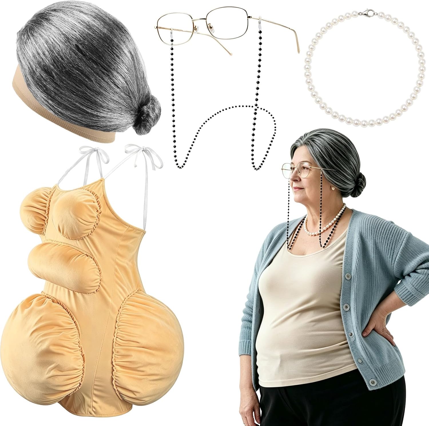 Pearl Necklace - Ensemble de déguisement de vieille dame