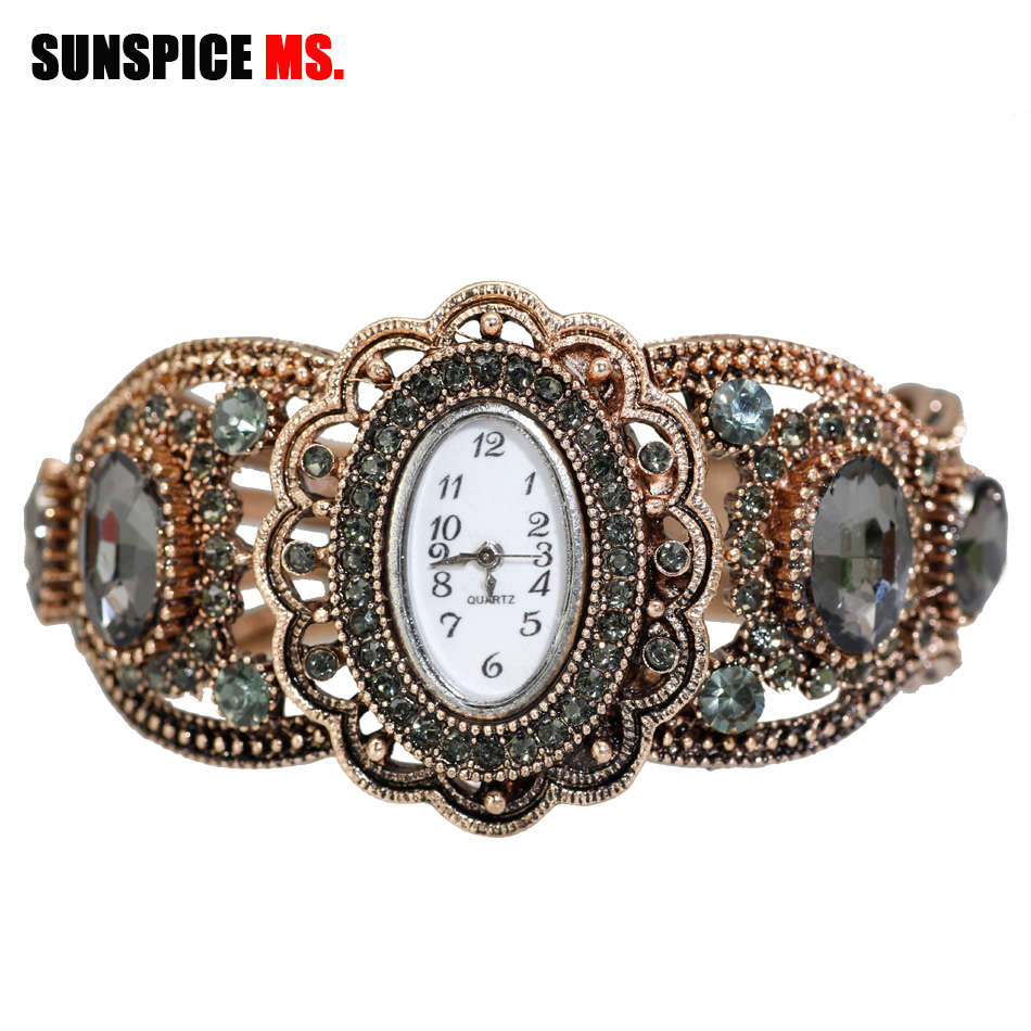 Indian Jewelry Watches - Montre-bracelet à quartz SUNSPICE-MS pour femme,