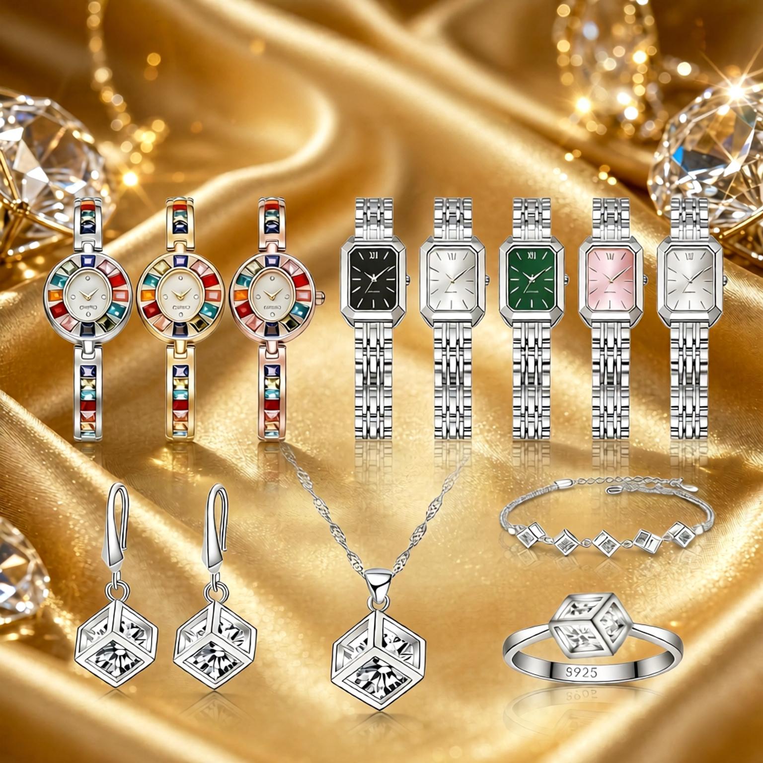 Best Jewelry Watches - Ensemble collier, boucles d'oreilles et montre