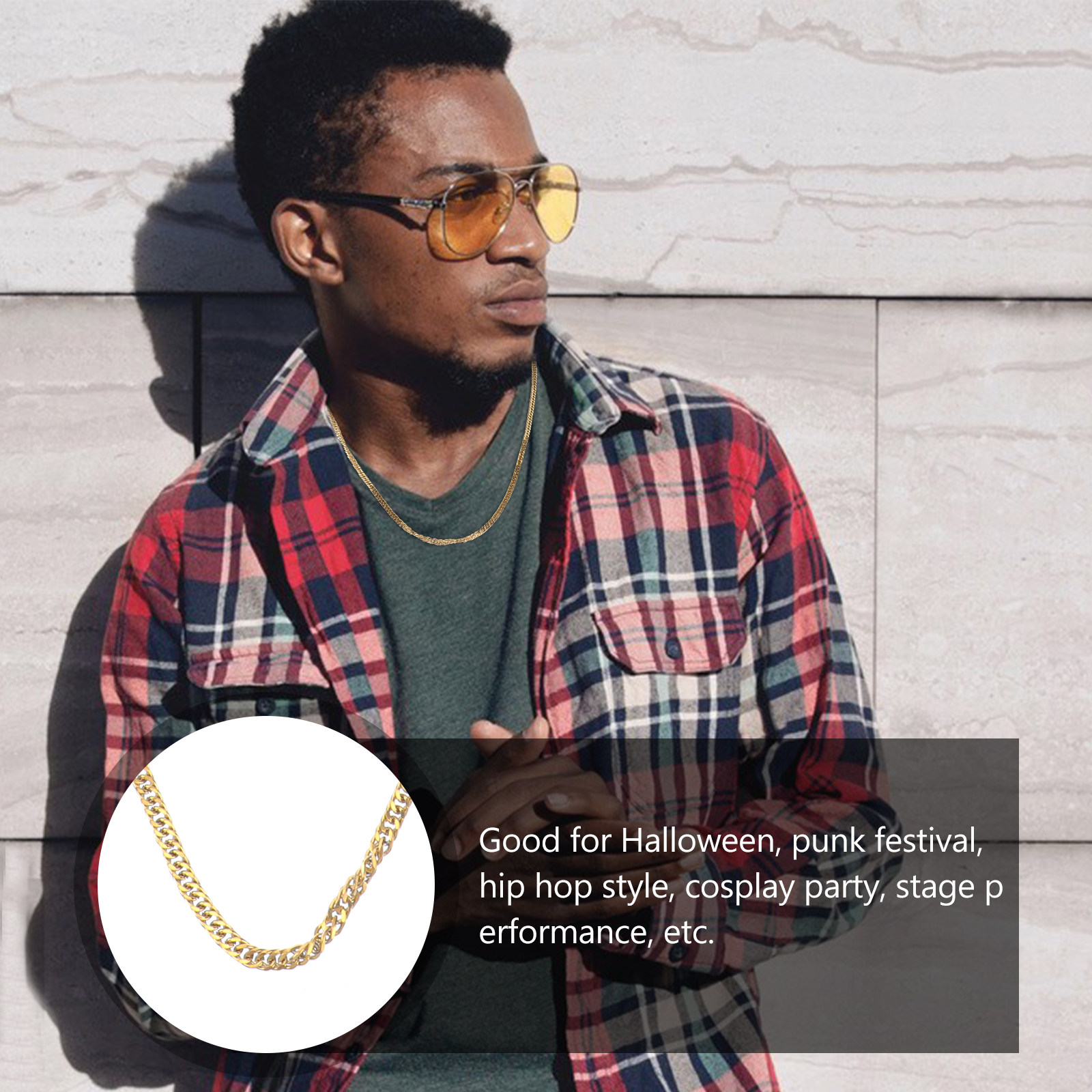Hip Hop Chain Necklace - 1 pièce Collier ras-de-cou en acier