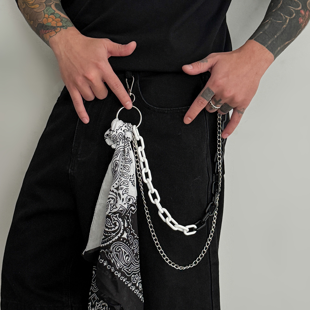 Hip Hop Chain Necklace - Chaîne de pantalon superposée style bandana