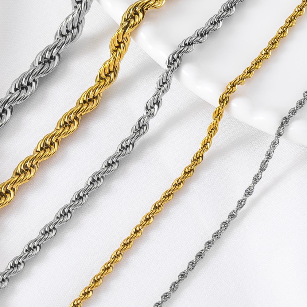 Hip Hop Chain Necklace - Chaîne torsadée en acier inoxydable de