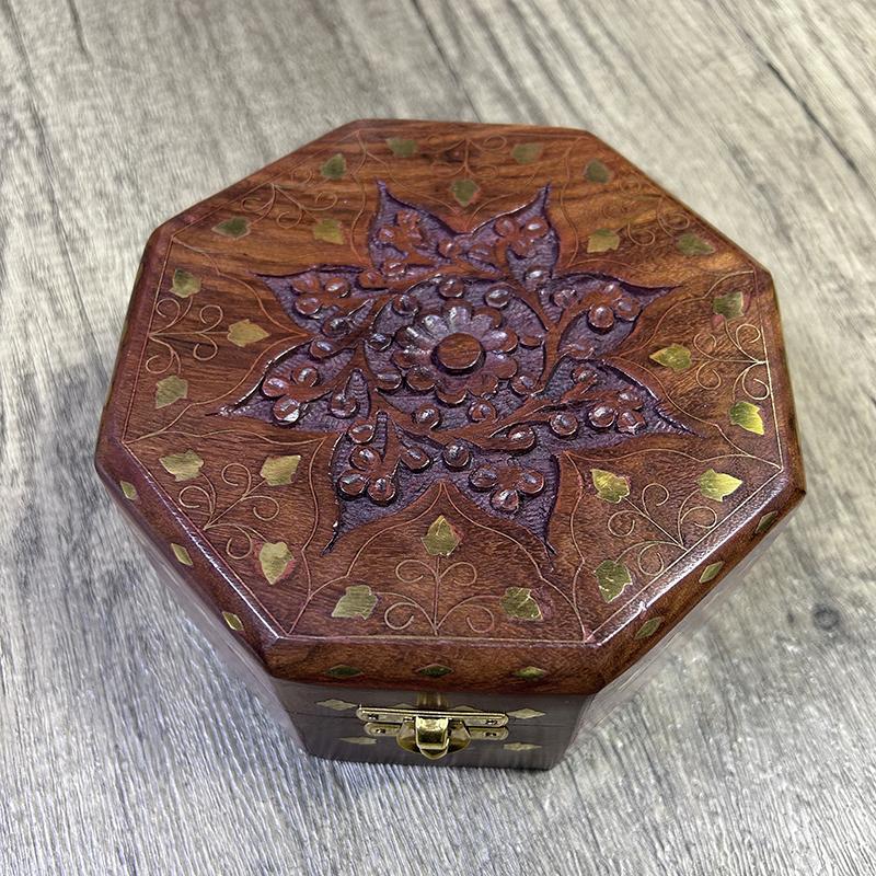 Boîte octogonale en bois sculp - Indian Jewelry Watches avis et prix