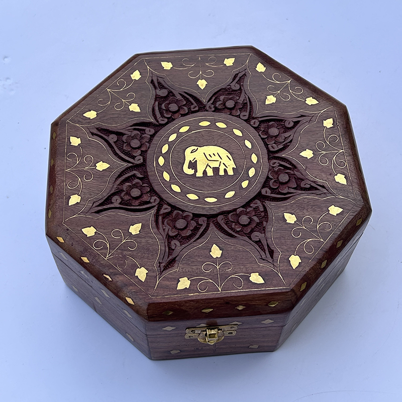 Boîte octogonale en bois sculp - Indian Jewelry Watches avis et prix