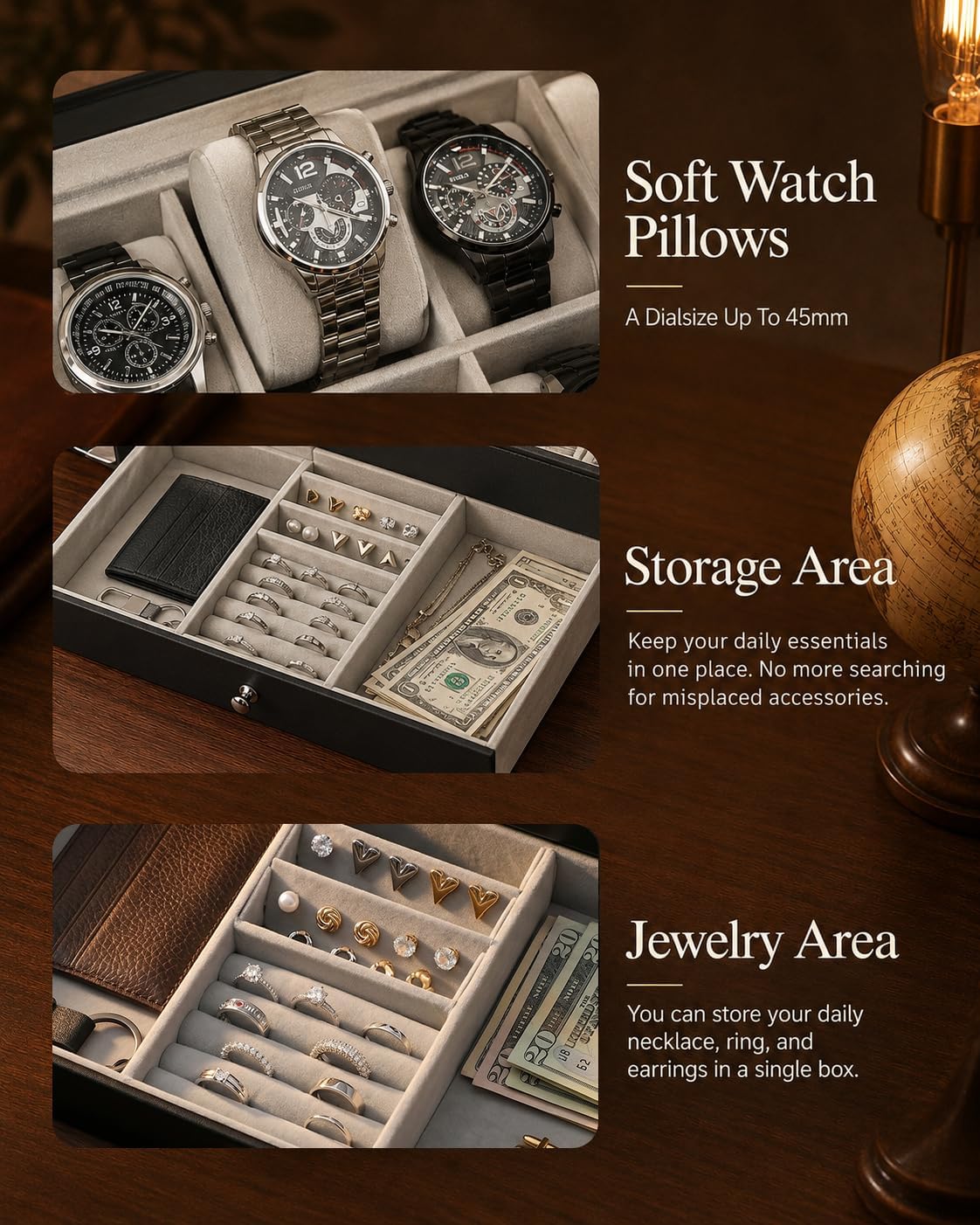 Boîte de rangement pour montre - Jewelry Box With Watches avis et prix